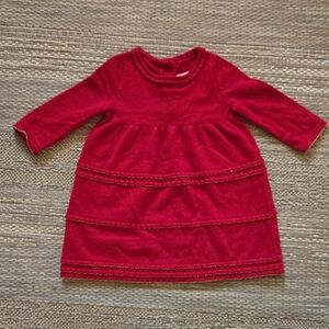 Janie And Jack Red Christmas Glitter Dress Size 3-6 Months